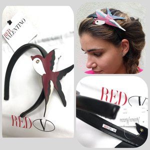 Auc Red Valentino leather lrg flying bird headband